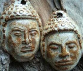 Handmade Stoneware clay Buddha pendant