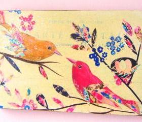 Vintage Birds wood block print