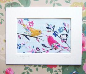 small mounted print Vintage Birds