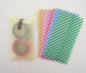Set of Handmade 12 stripe pastel glassine envelopes bags - - 14cm X 7cm perfect for small card and coin