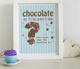 A4 Unframed Illustration Print 'Chocolate is the Answer'