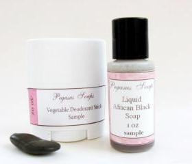 Liquid African Black Soap and Vegetable Deodorant Sample Combo