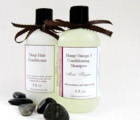 Hemp Omega 3 Shampoo and Deep Hair Conditoner Set 8 oz Select Your Own Scent