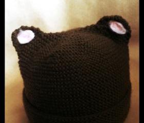 Organic Merino baby bear hat