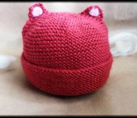 Organic merino baby bear hat