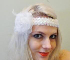 1920s white rose flapper headband