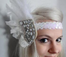 Lace and Feathers Headband