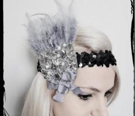 Grey & Silver 1920s Flapper Headband