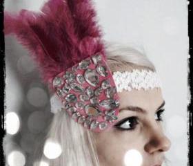 1920s Hot Pink Gemstone Headband