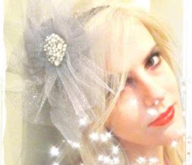 1920s grey twinkle bridal flapper headband