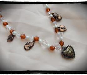 Antique Topaz Pearl and Crystal Necklace1920s flapper style