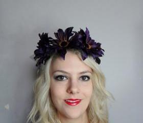 Purple Sunflower Woodland Headband