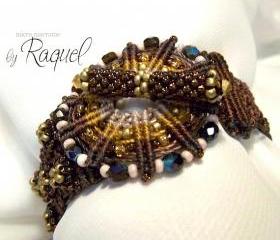 Brown Wheel Micro Macrame Bracelet 