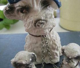 Vintage Carnival Circus Chalkware Dog and Puppies Game Prize