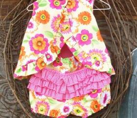 Baby Dress with Ruffled Bloomers, 12 months, reversible