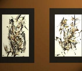 Abstract 11x17 Painting Contemporary Art ,,,, Chocolaty Brown Suprise Part 2 ,,,,ORIGINAL Abstract Painting ,,,, 10200.110709