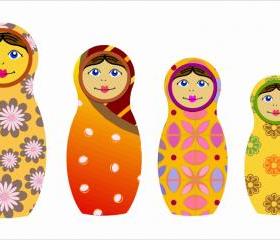 Cute Matryoshka Nesting Dolls Fabric Wall Decals for Children