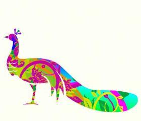 Peacock Fabric Sticker in Vibrant colors Wall Decals