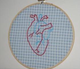 Anatomically Correct Heart Embroidery Hoop Wall Art