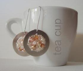 Champagne blossom wheel - dreamy romantic beaded earrings