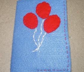 Felt Covered Mini Journal Red Balloons Refillable