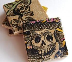 Day of the Dead stone coasters