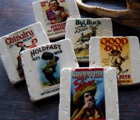 Vintage Beer Lable stone coasters