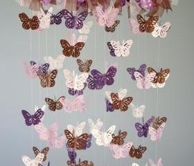 Butterfly Nursery Mobile - Purple, lavender, and brown crib mobile