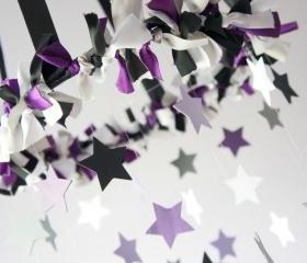 Star Mobile- Nursery Mobile in Purple, Gray, Black, & White