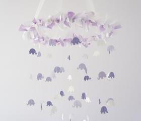 Baby Mobile- Lavender Elephant Mobile, Baby Shower Gift, Photographer Prop