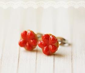 Food Jewelry - Strawberry Tarts Food Earrings