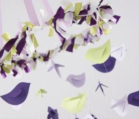 Purple Lavender Green Bird Nursery Mobile, Baby Shower Gift, Photographer Prop