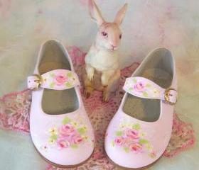 Toddler Shoes Maryjanes Pink Roses Size 7 Spring Wedding