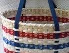 Handwoven Tote Basket with Blue Shaker Tape Handles