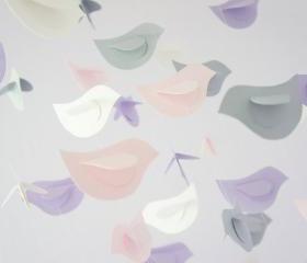 Nursery Decor Mobile- Lavender, Baby Pink, Gray, & White Birds