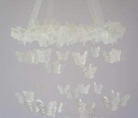 White Butterfly Mobile- Photography Prop, Baby Shower Gift