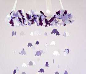 Elephant Mobile- Purple & Lavender Nursery Mobile, Photography Prop, Baby Shower Gift