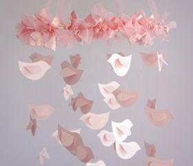 Bird Nursery Mobile in Pink - Nursery or Room Decor, Wedding Decor