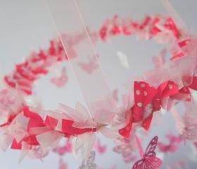 Baby Girl Nursery Decor- Pink Buttefly Mobile, Baby Shower Gift, Photographer Prop