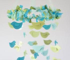 Boy Nursery Mobile- Blue & Green Birds- Babby Mobile, Nursery Decor, Baby Shower Gift