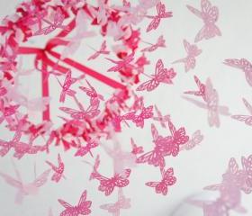 Butterfly Mobile in Cascading Pinks- Nursery Mobile, Baby Shower Gift, Nursery Decor