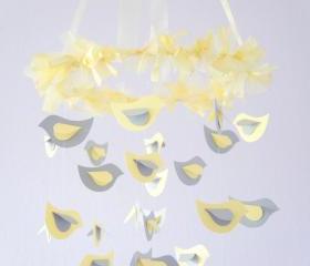 Modern Nursery Mobile- Yellow & Gray Bird Photography Prop, Baby Shower Gift