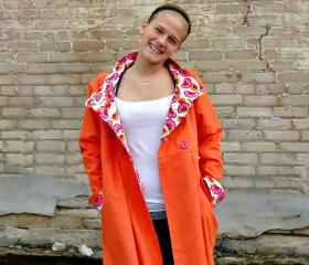 Spring Coat Swing Coat - Size Medium - Tangerine- Ready to Ship