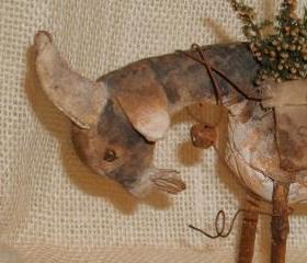 Grungy, Primitive Goat - Crow in Seed Bag - Preserved Oregano and Sweet Annie