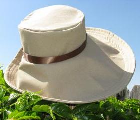 Beige Wide Brim Sun Hat