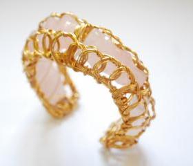 Wire Wrapped Rose Quartz Bracelet