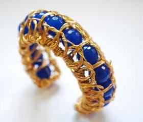 Wire Wrapped Blue Agate Bracelet