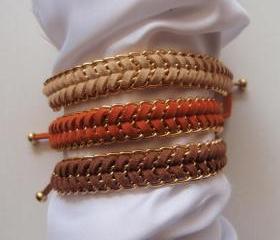 Summer tan - fishbone braid bracelet, gold chain summer trend modern gift CHOOSE your color