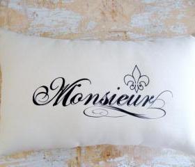 Monsieur Pillow, French Country Home, Cottage Decor, French Decor, Paris Decor