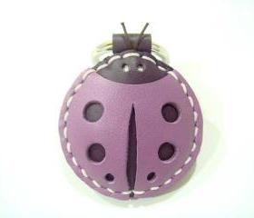 Penny the LadyBug leather keychain / charm ( Purple )